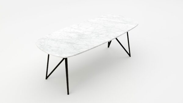 Alternative view of Deens ovale marmeren eettafel Pipistrello Bianco Carrara CD CHIARO
