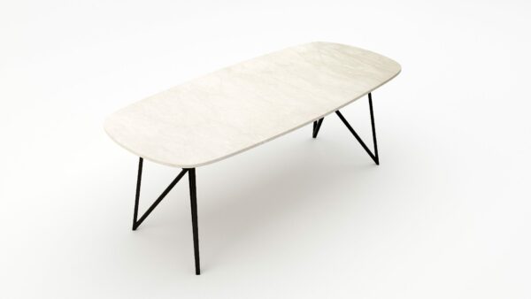 Alternative view of Deens ovale marmeren eettafel Pipistrello Botticino Semi Classico