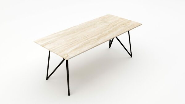 Alternative view of Rechthoekige marmeren eettafel Pipistrello Travertino Chiaro