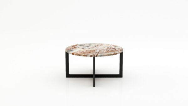 Ronde marmeren salontafel Caffė 4 - Arabescato Orobico Rosso - 100cm