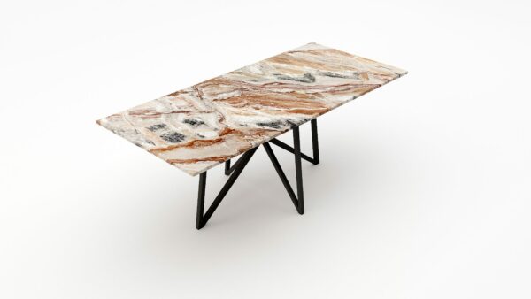 Alternative view of Rechthoekige marmeren eettafel Stella Arabescato Orobico Rosso