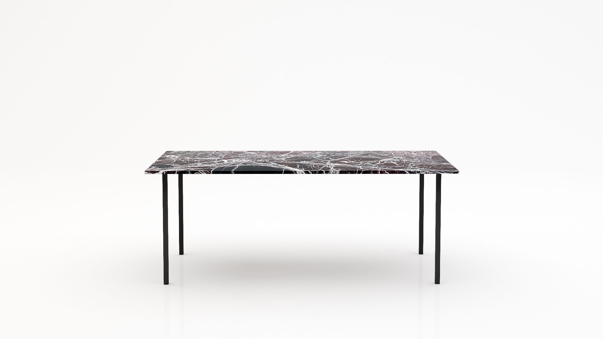 Rechthoekige marmeren eettafel Gambe Quattro - Rosso Levanto - 260x100cm