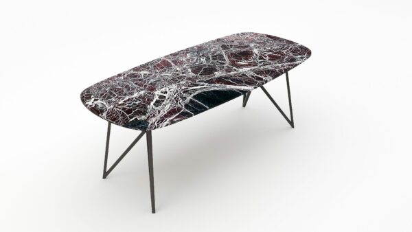 Alternative view of Deens ovale marmeren eettafel Pipistrello - Rosso Levanto