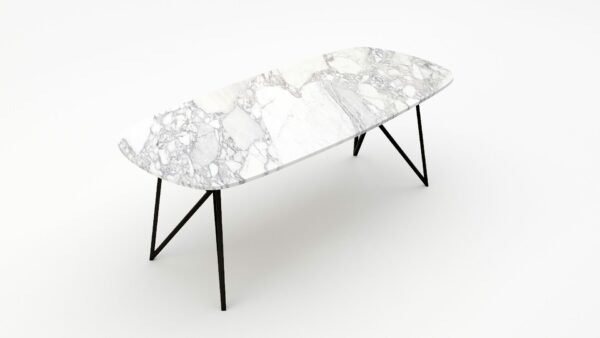 Alternative view of Deens ovale marmeren eettafel Pipistrello Arabescato Carrara