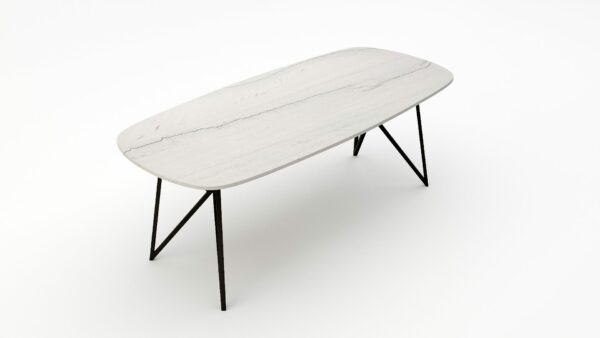 Alternative view of Deens ovale marmeren eettafel Pipistrello Mont Blanc Quartzite