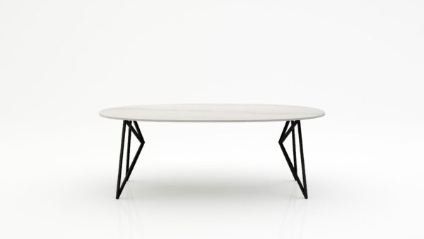 Ovale marmeren eettafel Pipistrello - Mont Blanc Quartzite - 260x130cm