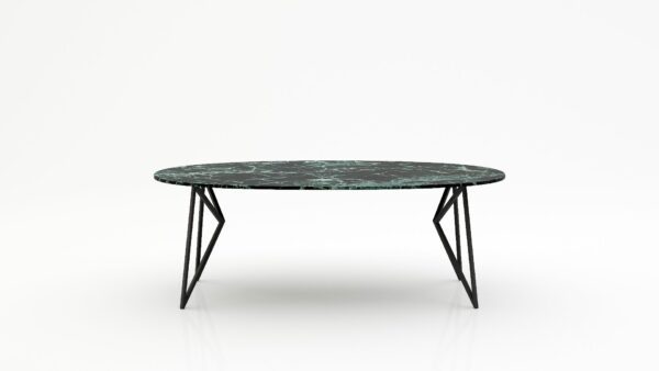 Ovale marmeren eettafel Pipistrello - Verde rameggiato - 260x130cm