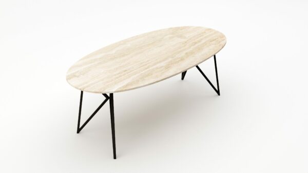 Alternative view of Ovale marmeren eettafel Pipistrello - Travertino Chiaro
