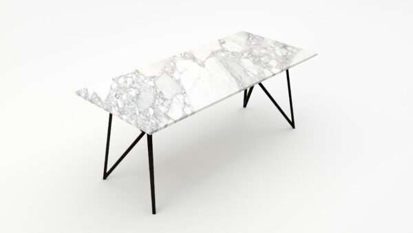 Alternative view of Rechthoekige marmeren eettafel Pipistrello Arabescato Carrara