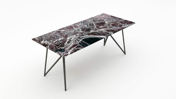 Alternative view of Rechthoekige marmeren eettafel Pipistrello - Rosso Levanto