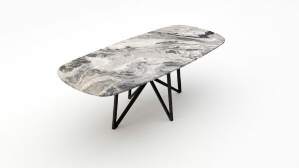 Alternative view of Deens ovale marmeren eettafel Stella Arabescato Orobico Grigio