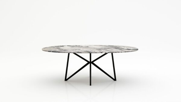 Ovale marmeren eettafel Stella - Arabescato Orobico Grigio - 260x130cm