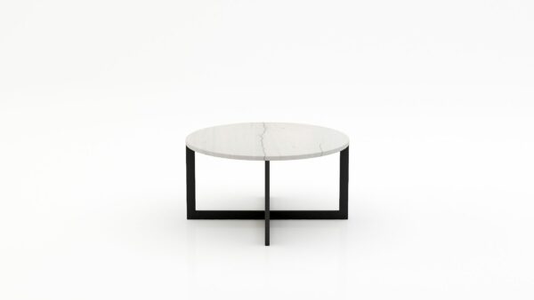 Ronde marmeren salontafel Caffė 4 - Mont Blanc Quartzite - 100cm