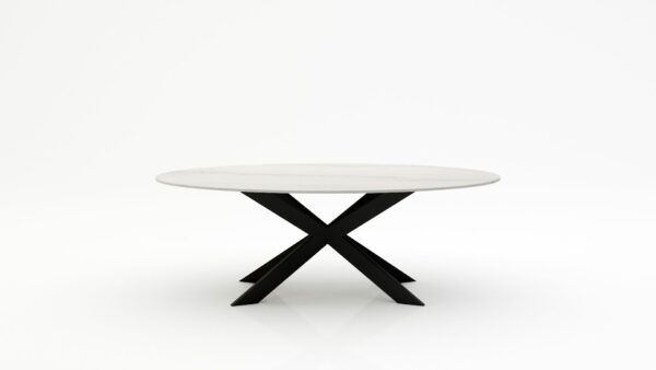 Ovale marmeren eettafel Matrix Farfalle - Mont Blanc Quartzite - 260x130cm