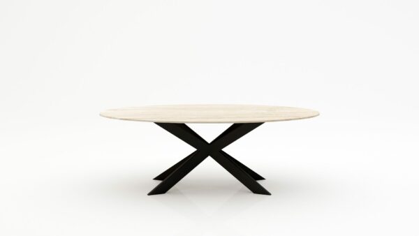 Ovale marmeren eettafel Matrix Farfalle - Travertino Chiaro - 260x130cm