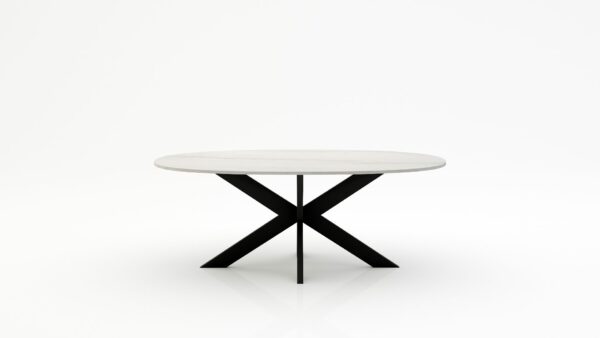 Ovale marmeren eettafel Matrix normale - Mont Blanc Quartzite - 260x130cm